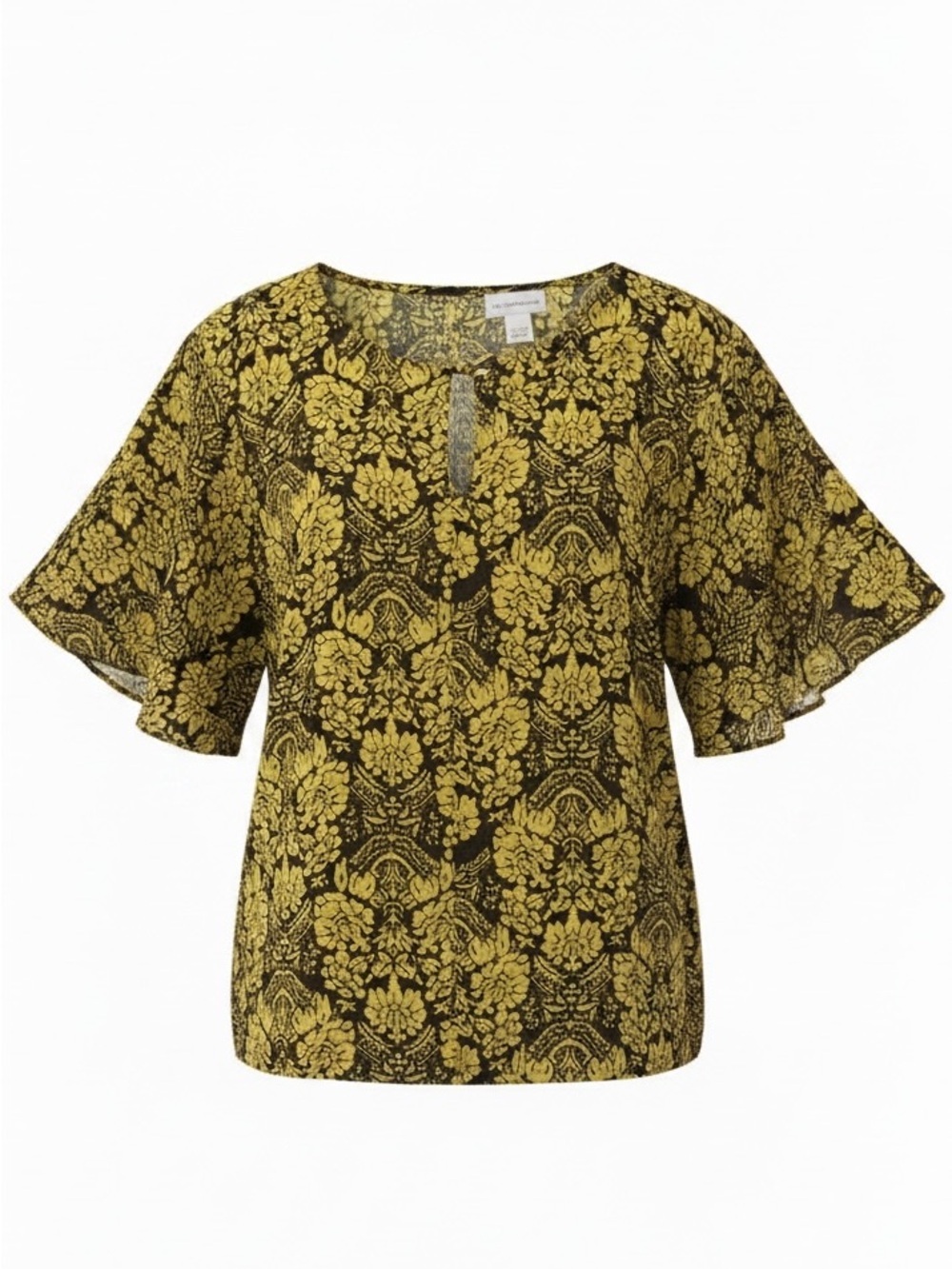 Liz Claiborne Sz XXL Floral Damask Pattern & Flutter Sleeve